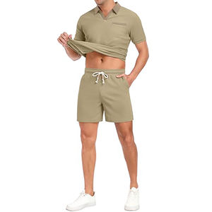 Oferta de Verano: Conjunto Deportivo Corto para Hombre, Corte Regular, Color Sólido, con Bolsillo Frontal, Diseño Personalizado, Camiseta y Pantalones Cortos Sencillos - Product Image 5