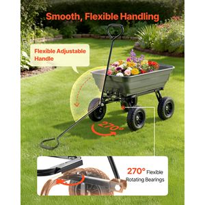 Carrello da Giardino Gigante da 600 Libbre con Sistema di Scarico Rapido a 90° e Ruota Girevole a 180° per Facile Trasporto in Giardino - Product Image 5
