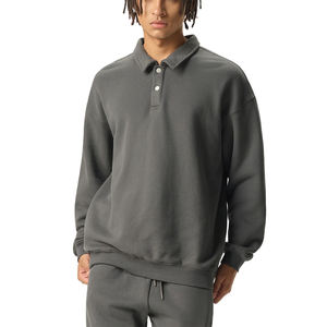 Sweat-shirt de style polo à col rabattable, coupe ample, poids lourd 380 g/m², design épuré, personnalisation du logo, broderie 3D - Product Image 2