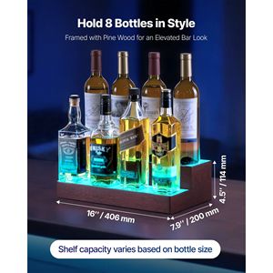 Portabottiglie per Whisky a 2 Livelli da 16 Pollici con Illuminazione LED, Supporto USB, Scaffale Illuminato per Bar Domestico con Telecomando RF e App - Product Image 2