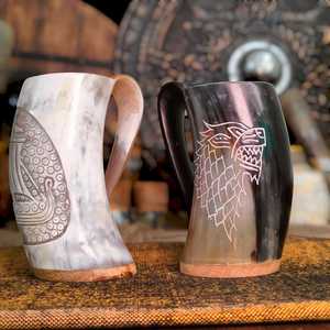 Jarra de Cerveza Artesanal de Cuerno Vikingo, Estilo Rústico, Regalo Empresarial Único para Hombres, Fanáticos de los Nórdicos, Amantes de la Edad Media, con Logotipo de Estrella - Product Image 5