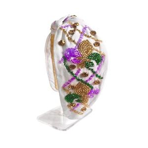 Serre-têtes élégants faits main avec broderie et perles de verre pour fêtes, cadeaux festifs, personnalisables, tendance, accessoires pour cheveux - Product Image 5