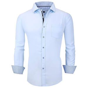 Camisa de vestir para hombre, nueva moda, precio económico OEM, súper calidad, transpirable, logotipo/colores personalizados, camisa de vestir para hombre de última tendencia. - Product Image 1
