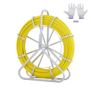 Avvolgicavo in fibra di vetro da 492 piedi e 5/16 pollici con 3 teste di trazione e spazzole per la pulizia, su supporto in acciaio - Product Image 6