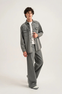 High Quality Custom Men's Denim Jacket New Stylish Wool & Cotton Long Jean Jacket OEM Wholesale Casual Wear for <b>Boys</b> 2026 - Product Image 3
