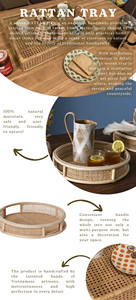 Vente en gros d'usine - Plateau de rangement rond en rotin robuste, plateau de rangement, plateau de service, cuisine, salon et hôtel - Product Image 3