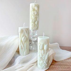 Vente en gros Bougie pilier en forme de tulipe Bougie parfumée à la vanille Bougie sur le thème des fleurs pour la décoration intérieure Cadeau de mariage Saint Valentin - Product Image 6