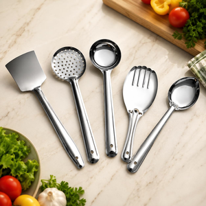 Dishwasher Safe Heat Resistant <b>stainless</b> <b>Steel</b> 4 Pcs Cooking Spoons Modern <b>Kitchen</b> <b>Utensils</b> Set At Low Budget - Product Image 6