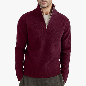 1/4 Zip Men <b>Sweater</b> Premium Thick Quarter Zip Plain High Quality Beige Quarter Half Zip <b>Sweater</b> Men Pullover - Product Image 1