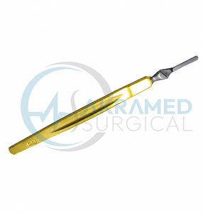 Manche de scalpel Premium Bard Parker n° 7 en acier inoxydable doré, certifié CE, instrument chirurgical ORL réutilisable - Product Image 6