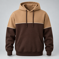 Hoodie Warna Krem Beige dengan Jahitan Kontras, Desain Minimalis, Kantong Samping, Potongan Santai, Grosir Pakaian