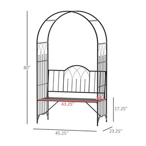 Pergola da Giardino in Metallo 23.25" x 80" con Panchina e Decorazioni Intagliate per 2 Persone, Ideale per Matrimoni e Patio - Product Image 3