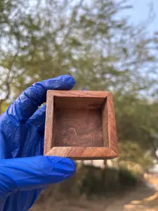 Bol à bougie carré en bois, petite taille, surface polie et lisse, durable, réutilisable, écologique, 5,9 cm - Product Image 3