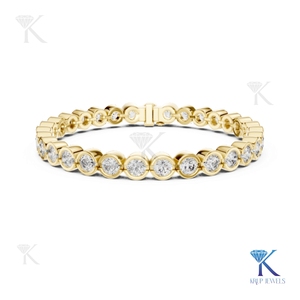 Elegant Bezel Set 4.00MM Lab Grown Round Brilliant Cut Diamond Tennis <b>Bracelet</b> 14K 18K <b>Solid</b> Gold Fine Unisex Luxury Jewelry - Product Image 6