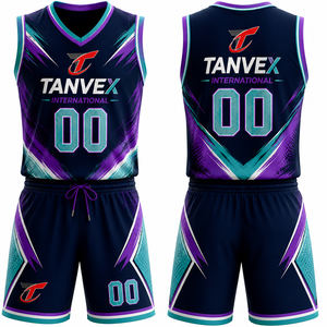 Conjunto de Camiseta de Baloncesto Sublimada TANVEX International, Cuello en V, Sin Mangas, Absorbe la Humedad, Unisex, Adulto, Todas las Temporadas, Color Sólido, 100% - Product Image 6