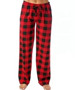 Women's Pink Black <b>Plaid</b> Flannel <b>Pants</b> Mid Waist Drawstring Loose Fit Casual Ankle-Length <b>Pants</b> With Pockets Winter Wear - Product Image 5
