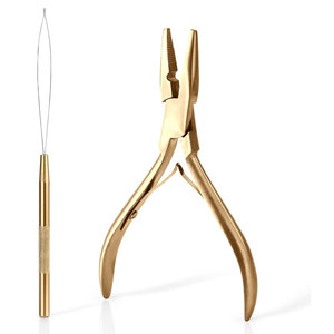 Hair Extensions Tools Kit - Stainless Steel Pliers for Hair Apply & Remove Micro Ring Loop and Loop <b>Needle</b> <b>Threader</b> Tool - Product Image 1