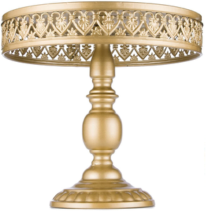 Support à dessert doré à 2 niveaux, orné d'un fin bord festonné en dentelle et d'une poignée circulaire, disponible à prix de gros. - Product Image 4