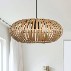 New Arrival Japandi Style Intricate Natural Bamboo Dome Pendant <b>Light</b> <b>Fixture</b> Modern Minimalism Chandelier Wholesale - Product Image 1