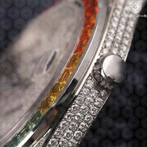 Montre à quartz analogique de luxe pour femmes Charm Jewels, 38 mm, bracelet en acier inoxydable serti de diamants, boîtier rond, cristal saphir - Product Image 4