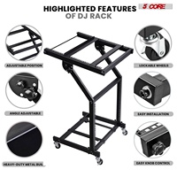 Soporte para Mezclador de DJ de 5 Núcleos, Carro Rodante Ajustable de 9U para Montaje en Rack, Equipo Profesional de Audio para Estudio con Ruedas