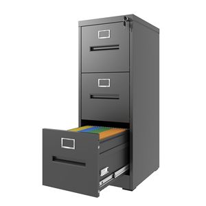 3-Drawer Metal Vertical <b>File</b> Cabinet with Lock Office Home <b>A4</b> Legal/Letter Size Narrow Assembled <b>File</b> Cabinet with Secure Lock - Product Image 2