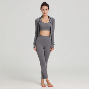 Women's Fitness <b>Yoga</b> Set 3 Piece Sportswear <b>Jacket</b> Bra Set Jogging & Running Quick Dry Active-wear Three Piece Set Women - Product Image 5