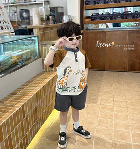 Conjunto de Ropa Infantil de Alta Calidad con Estampado Animal, Camisetas y Pantalones Cortos para Niños, Ropa para el Hogar, Ropa de Calle, Conjuntos para Niños Pequeños - Product Image 2