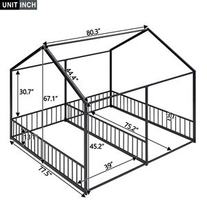 Letti a piattaforma in metallo nero per bambini, due letti condivisi, dimensione Twin - Product Image 6