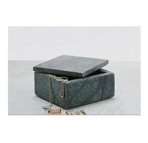 Caja de mármol de diseño artesanal personalizado con mármol negro y pomo de cristal para pulseras, colgantes y joyas. - Product Image 6