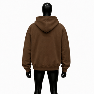 Sweat à capuche oversize marron premium, streetwear graphique, pull unisexe en molleton épais, avec typographie crème audacieuse - Product Image 2
