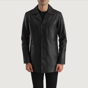 Abrigo de Cuero Genuino Color Negro Pizarra Urbano y Moderno para Hombre, Disponible a Precios de Mayoreo, Elegante, Personalizado OEM, Materiales de Alta Calidad - Product Image 5