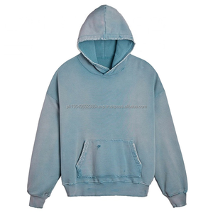 Pull à capuche lourd personnalisé pour hommes Hoddie Brand Retro Washed Old Solid Color Loose Hoodies Top - Product Image 1