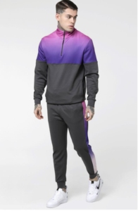 <b>Men</b> Gradient Color Tracksuit Full Sleeve <b>Half</b>-<b>Zip</b> <b>Jacket</b> & Trousers Sporty Style Quick Dry Polyester 2 Pieces Set Winter Wear - Product Image 2