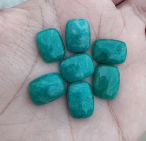 Amazonita Natural Rectangular en Forma de Cojín, Cabujón Pulido, Piedra Verde de Rajasthan para Fabricación de Joyería al por Mayor - Product Image 1