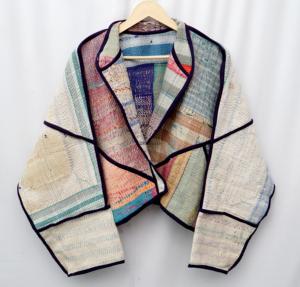 Veste Kantha artisanale respirante et écologique, tissée vintage, élégante, broderie Kantha artisanale pour femmes - Product Image 2