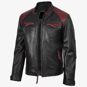 Veste noire et rouge personnalisée avec logo, très tendance, pour hommes, vestes en cuir classiques, vestes pour hommes, veste d'hiver de haute qualité, style Highstreet - Product Image 1