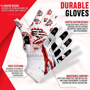 Guantes de Fútbol Americano Duraderos con Palma Reforzada, Transpirables, Flexibles, Ligeros y Ajuste Atlético - Product Image 3