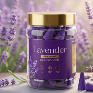 Sellease Lavender Premium Dhoop <b>Cone</b> in Bamboo Jar Eco-Friendly All-Season Scented <b>Incense</b> <b>Cones</b> - Product Image 1