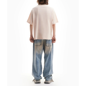 เสื้อยืดโอเวอร์ไซส์ทรงบ็อกซี่พรีเมียมสำหรับผู้ชาย ผ้าคอตตอนหนา 100% สตรีทแวร์ เรียบง่าย ไม่มีลาย สกรีนโลโก้ พิมพ์ลายพัฟฟ์ได้ - Product Image 1
