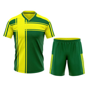 ชุดฟุตบอลพิมพ์โลโก้ตามสั่ง แห้งเร็ว ระบายอากาศได้ดี สีเหลืองและสีเขียว ชุดฝึกซ้อมฟุตบอลสำหรับทีมชายและหญิง - Product Image 5