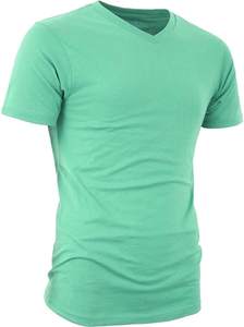 T-shirts décontractés d'été pour hommes de haute qualité, basiques, 100 % coton, à manches courtes, imprimés, à motifs unis, personnalisables, col en V, coupe classique - Product Image 5