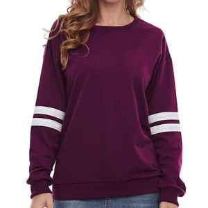 Sweat-shirt pour femme, couleur unie, col rond, manches longues, 100% coton, tricoté, respirant, coupe classique, violet, sweat-shirts pour femme - Product Image 1