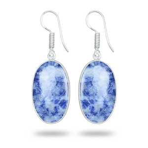 Boucles d'oreilles pendantes en pierres de guérison en cristal, monture argentée, en dumortierite naturelle rare, bijoux faits à la main, cadeau pour femme - Product Image 2