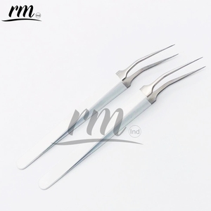 RMI Eyelash Extension Tweezers Gift <b>Set</b> Silver Tip And <b>White</b> Powder Coated Color Stainless Steel Tweezers Eyelash Extension - Product Image 1
