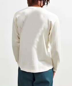 เสื้อยืดแขนยาวคุณภาพดีที่สุดสำหรับผู้ชาย ผ้าฝ้าย 100% ระบายอากาศได้ดี สีพื้น รับสกรีนโลโก้ แห้งเร็ว สไตล์ลำลอง สตรีทแวร์ - Product Image 4