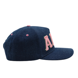 AKA Dark Denim Letters Snapback <b>Hat</b> <b>Navy</b> Blue Embroidered Adjustable Baseball Cap Unisex Sporty Casual Fashion Common - Product Image 3