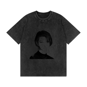 Wholesale Oversized <b>Black</b> Tees Vintage Graphic Custom Acid Wash Printing T-<b>shirt</b> Men - Product Image 2