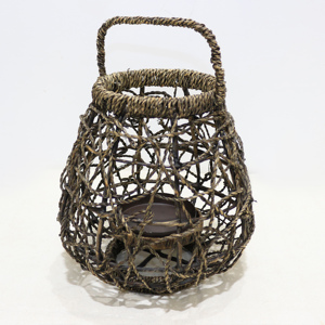 Lanterne décorative Artex Dong Thap en jacinthe d'eau, faite à la main, ronde, avec poignée, pour bougie - Product Image 5