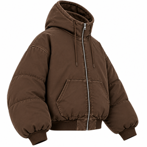 High Quality Women Acid Wash Heavyweight Fleece <b>Jacket</b> Full Zip Hooded Sweatshirt Solid Color Custom Womens <b>Puffer</b> <b>Jacket</b> - Product Image 3
